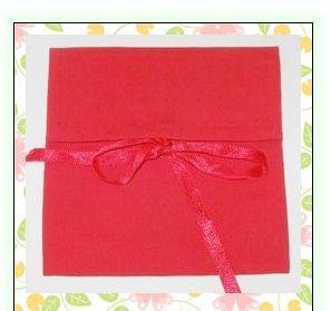 China Durable Gift Cotton Small Drawstring Pouch Red Soft With Ribbon for sale