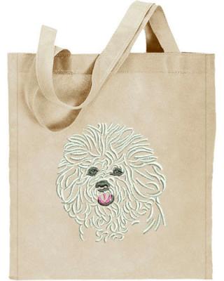 China Las bolsas de asas bordadas algodón blanco personalizadas que imprimen el perro para las mujeres en venta