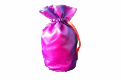 China Purple Wine Bottle Pouch Customized With Silk Taffeta Fabric for sale