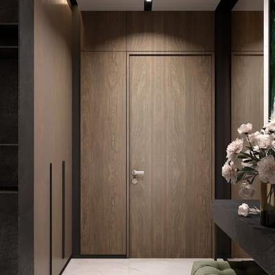 China Modern Brown Invisible Door Main Door Security Solid Wood Sound Reduction for sale