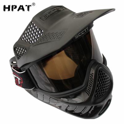 China Durable Plastic Tactical Paintball SCCTT Mask With Brown Anti Fog Lens for sale