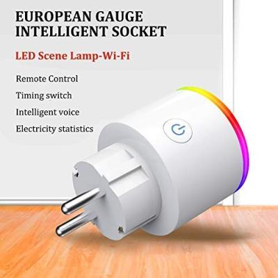 China EU Germany Smart Home Wifi Residential/Multipurpose Radio With LED Light RGB Alexa Google Home Mini WiFi Smart Plug Socket for sale