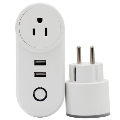 China New US standard residential/general purpose WiFi smart plug with USB. works with amazon and google home, voice control for sale for sale