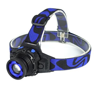 China Outdoor Waterproof Camping Flashlight 3 Modes Zoomable Head Lamp Rechargeable Headlamp for sale