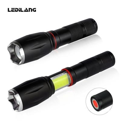 China Portable Emergency Torch High Power Magnet LED Flashlight Hidden COB Camping Lamp T6+COB Zoomable Troch for sale