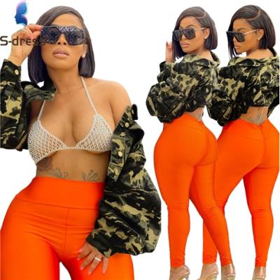 China Breathable Drop Shipping New Design 2021 Plus Size Autumn Women Puff Sleeve Coat Plus Size Camouflage Woven Fabric Puff Sleeve for sale