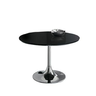 China Modern Chromed Round Tempered Glass Metal Base Black Dining Table (Other) Furniture Adjustable Modern Home Furniture Dining Tables for sale