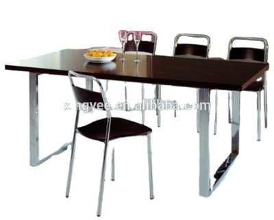 China (Other) Dining Room Furniture Home MDF Wood Veneer Table Stainless Steel Modern Rectangular Adjustable Center View Dining Table Set for sale