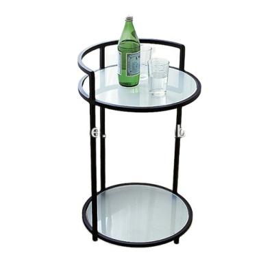 China (Other) Tempered Glass Antique Nightstand Metal Coffee Table Hotel Furniture Vintage End Table Modern Living Round Small Round Table for sale