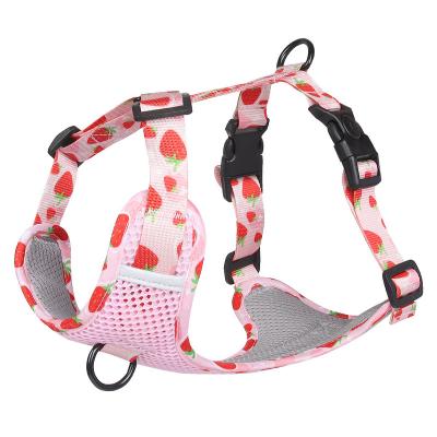 China High Quality Reflective Cute Explosion-proof Cute Fruit Pattern Mesh No Pull Fashion Polyester Vest Chest Strap Reversible Dog Harness for sale