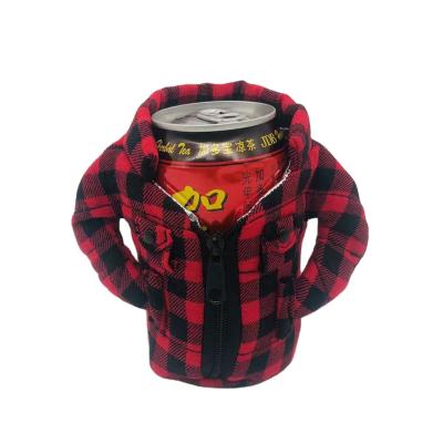 China New Design Clothes Waterproof Jacket Style Short Sleeve Stubby Beer Can Cooler Bag Waterproof Insulated Cup Holder for sale