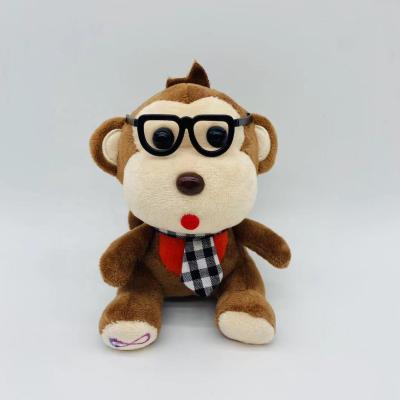 China Eco-friendly Material Customized Monkey Cartoon Character Plush Toy Keyring Soft Toys Plush Animal Stuffed Face Big Ape Key Chain With Glasses for sale