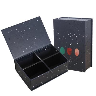 China Recyclable Cosmetic Beauty Logo Luxury Black Cardboard Box Custom VBOX Skin Care for sale