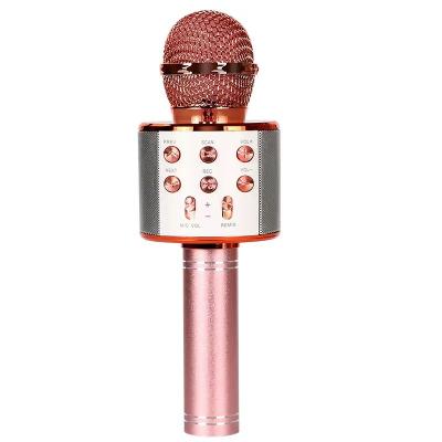 China Handheld Microphone with Karaoke Wireless Microphone Bluetooth Speaker Portable Handheld Home KTV Player with Dancing LED Lights Record Function for Kids for sale