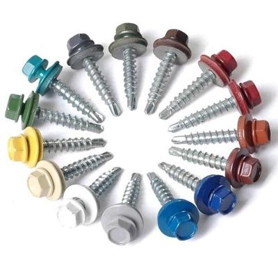 China Red Head Cross Recessed HEX Washer Hex Head Self Drilling Screw for sale