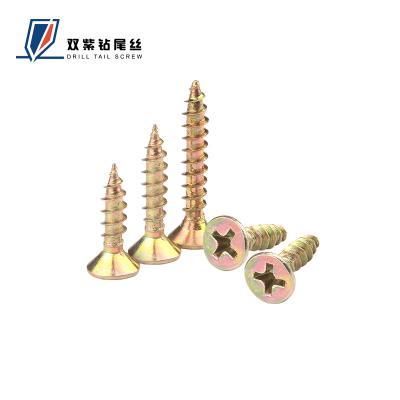 China Pan China Wholesale Self Tapping Chipboard Screw C1022 Yellow Galvanized Chipboard Screw for sale