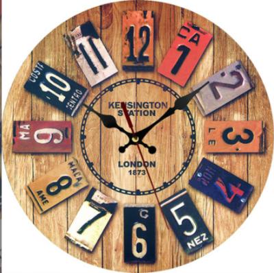 China Hot Selling Antique Style 12 Inch Retro Vintage European Wooden Wall Clock Creative Style Decoration Home Clocks for sale