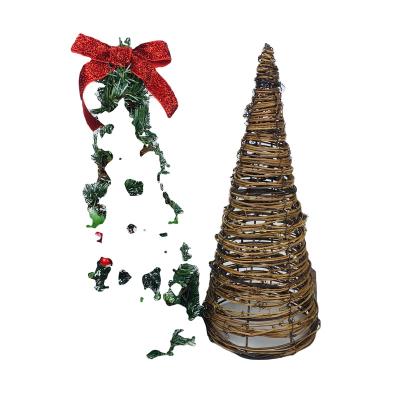 China Factory Direct Handmade Natural Vine Soil Christmas Tree Christmas Cone Tree for sale