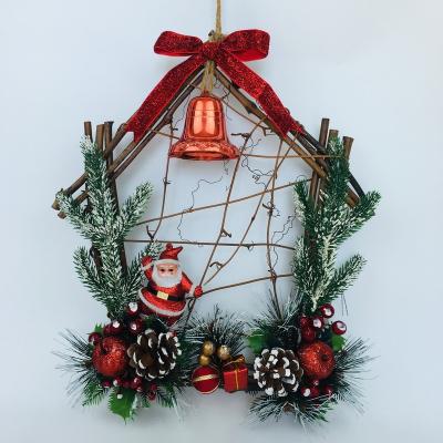 China Creative Christmas House Shaped Outdoor Decoration Rattan Bells Frame Outdoor Decoration PVC Rattan Christmas Gift Pendant Project for sale