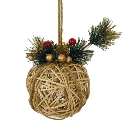 China PVC Factory Direct New Natural Rattan Ball Christmas Decorations Christmas Ornaments for sale