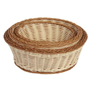 China Sustainable PP Rattan Snack Basket Food Grade Handwoven Fruit Basket for sale