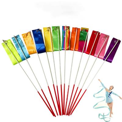 China Rhythmic Gymnastics Ribbon 4M Colorful Rhythmic Gymnastics Ribbons For Kids for sale