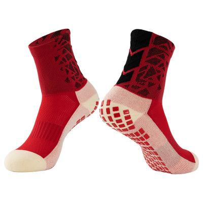 China Breathable fashion colorful silicone grips non-slip socks for custom logo soccer thick crew socks for sale