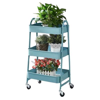 China Sustainable Colorful Rolling Metal Kitchen Trolley Cart for sale