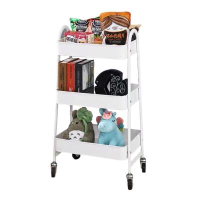 China Sustainable 3 level cart club storage unit cart lightweight garden storage white utility cart caddy organizer with wheels for sale