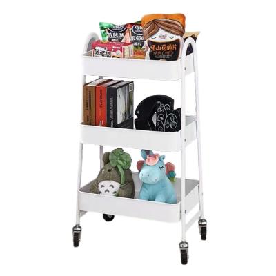 China Sustainable Steel Metal Kitchen Bath Room Folding Storage Rack Shelf With Wheel and Handrail for sale