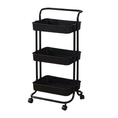 China Durable storage service table with trolley Kitchen bathroom household multi-purpose cart shelving with roller storage shelf for sale