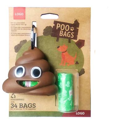 China Stocked Material Pet Dog Poop Waste Bag Dispenser Wholesale Customizable Logo Funny Soft Silicone Pet Cleaning Doggy Poop Bags Brown for sale