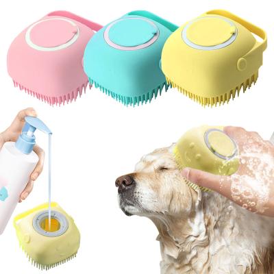 China Sustainable Pet Dog Cat Bath Brush Soft Silicone Shampoo Massager Comb Shower Scrub Bathing Accessories for sale