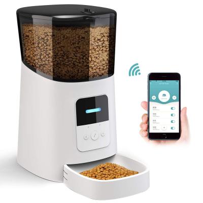 China Automatic Dog Cat Smart Pet Feeder Wifi Mobile Phone App Remote Control Microchip Automatic Pet Feeder With 6L for sale