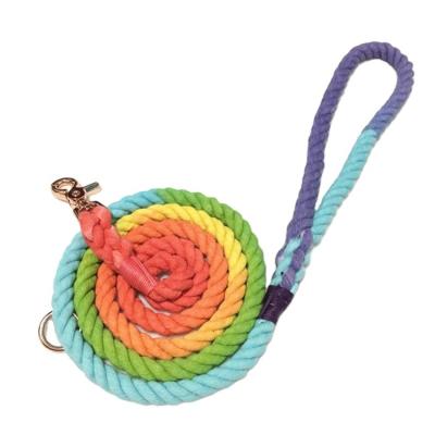 China Personalized Pet Product Manufacturer Custom Multicolor Cotton Pet Dog Lead Traction Rope Hand Knitted Rope Dog Leash for sale