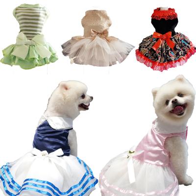 China Stocked Pet Dog Princess Dress Cat Dog Wedding Evening Party Dress Luxury Pet Skirt For Teddy Dog Clothes Cozy Sleeveless Pet Clothes for sale