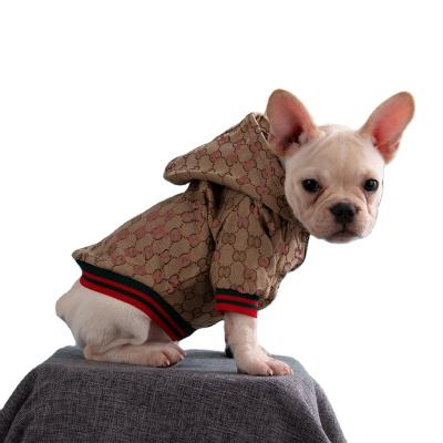 China Sustainable High-end Luxury Fashionable Large Small Pet Coat Dogs Clothes Brands Designer Clothes For Dogs Hooded Zipper Jacket for sale