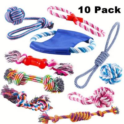 China Sustainable Durable cotton rope dog toys 10 pack gift set Free assortment pet chew dog toy 2023 for sale