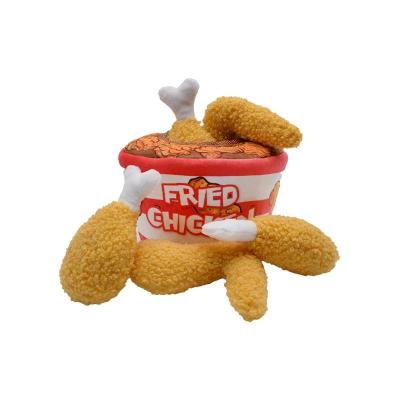 China Sustainable Custom New Designer Fried Chicken Series Soft Stuffed Squeaky Dog Toy Plush Pet Toy for Dogs for sale