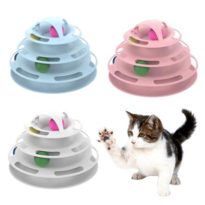 China Sustainable 4 Layers Funny Turntable Crazy Ball Disk Interactive Cat Toys For Pet Products for sale