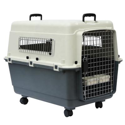 China Sustainable IATA Plastic Airline Shipping Approved Dog Transport Box Pet Cages Bag Carrier And Travel Crates Kennel for sale