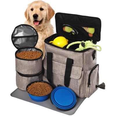 China Sustainable Dog Travel Bag for Supplies Set Includes Pet Travel Bag Organizer for Accessories Ideal Dog Travel Bowls Kit for a Weekend Away for sale