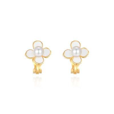 China Cute Shape Mini Cute Fashion Pearl White Flower Earrings For Women 2021 for sale