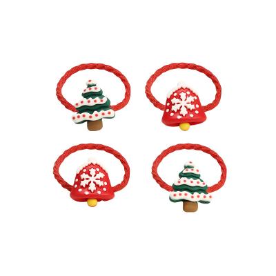 China Christmas Tree Hair Scrunchies Women Acrylic Hair Accessories Cute Elastic Band Kids Accessories for sale