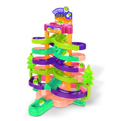 China MULTIPLE COLOR FIVE Floors And 67 Pcs DIY Funnel Slide Big Brick Maze Ball Track With Launching Platform Building Blocks Puzzle Toys Block Toy for sale