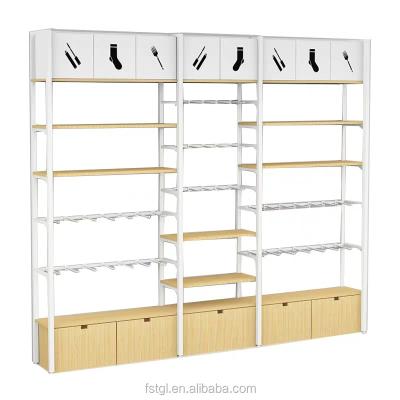 China Miniso Style Firm Solid Shelf Retail Store Display Rack Rack Shoes Bespoke Design 2 Set Custom Logo Available AMS-MNS for sale