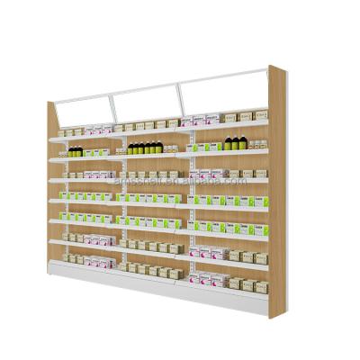 China Single Sided Customized Pharmacy Shelves Pharmacy Gondola Shelf Pharmacy Rack Supermarket Store Shelving for sale