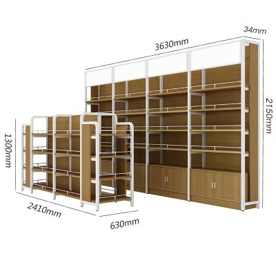 China Double Sided Wooden Pharmacy Shelves Simple Design And Double Side Retail Shelves Wooden Shelves Retail Pharmacy for sale