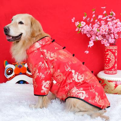 China Viable Wholesale Winter Fleece Warm Classic Red Large Size 2XL-8XL Pet Clothes Chinese New Year Dog Costumes for sale