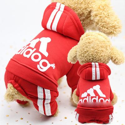 China Viable Hot Selling Quadruped Dog Adidog Hoody Designer Pet Clothes Cotton Hooded Sweatshirt for sale